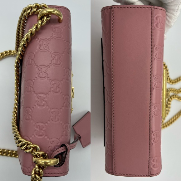❌SOLD❌Authentic Gucci pink Guccissima small padlock chain bag - Picture 8 of 16